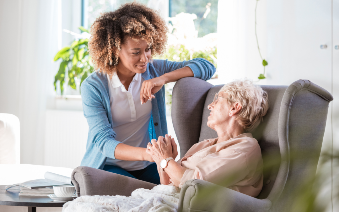caregiver with elderly woman